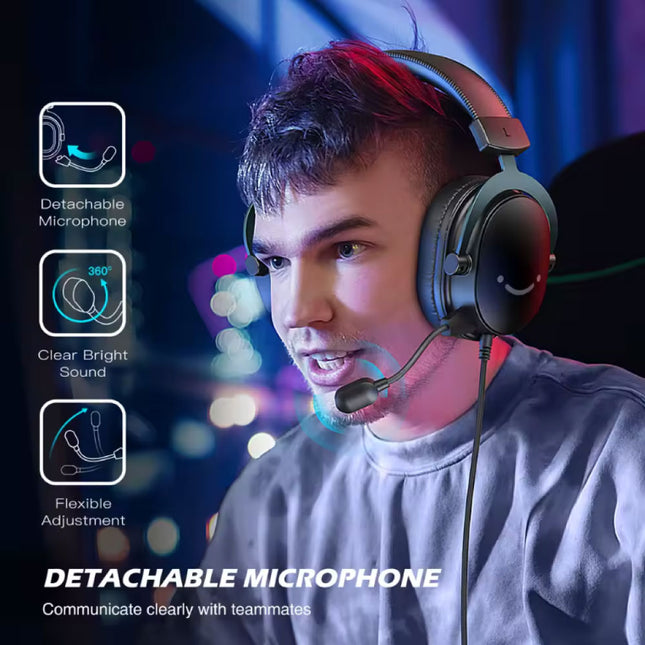 Headset met Afneembare Microfoon - Over-ear 7.1 Surtround Koptelefoon - Zwart