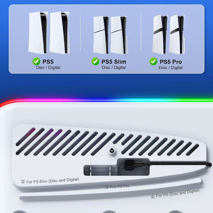 RGB Koeling Standaard met Controller Oplaadstation voor PS5/Slim/Pro - Wit