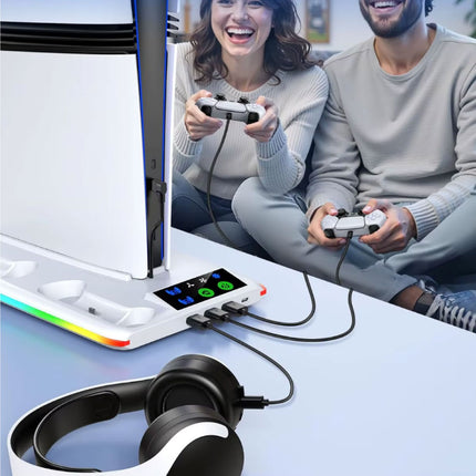 RGB Koeling Standaard met Controller Oplaadstation voor PS5/Slim/Pro - Wit