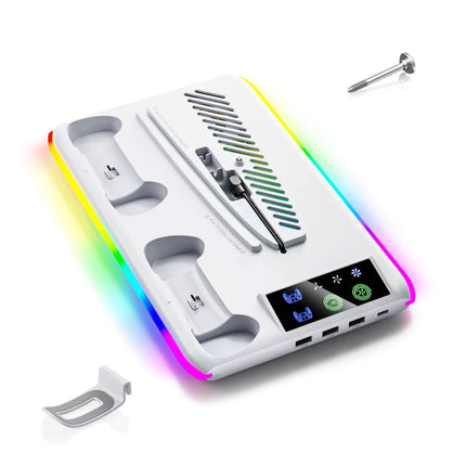 RGB Koeling Standaard met Controller Oplaadstation voor PS5/Slim/Pro - Wit