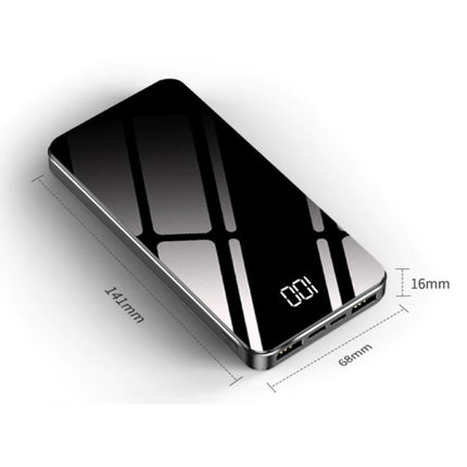 10.000mAh Powerbank met 4 Poorten - LED Display Externe Noodaccu Batterij Oplader Charger Zwart