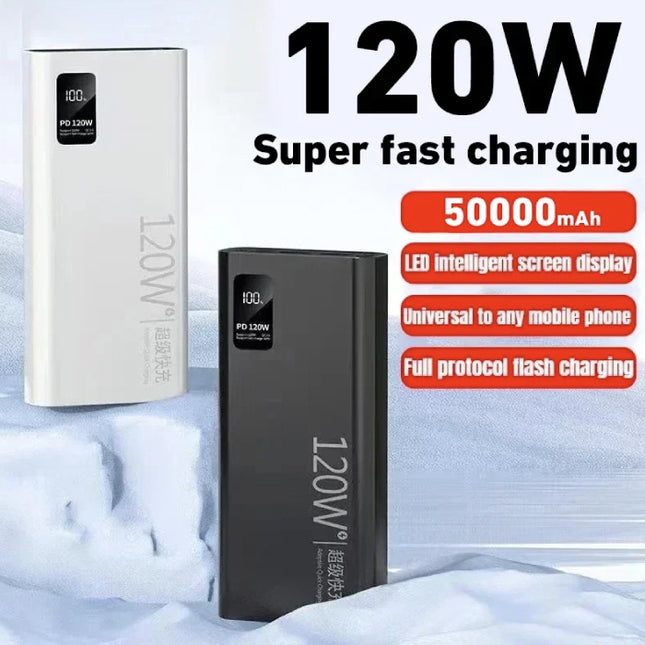Mijia 50.000mAh Powerbank met 5 Oplaadpoorten - LED Display - 120W Batterij Oplader - Zwart