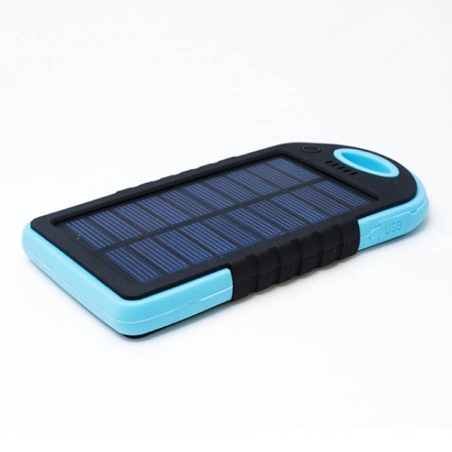 Externe 5000mAh Solar Charger Powerbank Zonnepaneel Noodaccu Batterij Oplader Zon Blauw