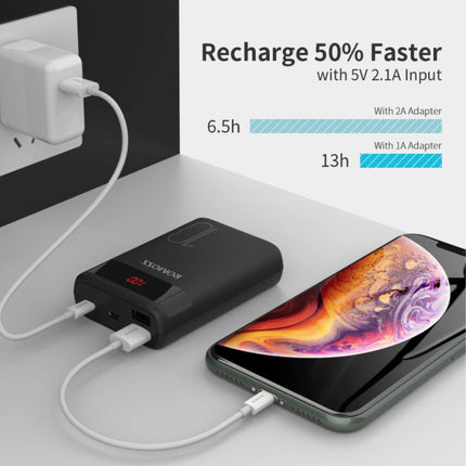 Ares 10.000mAh Powerbank met 4 Poorten - LED Display Externe Noodaccu Batterij Oplader Charger Zwart