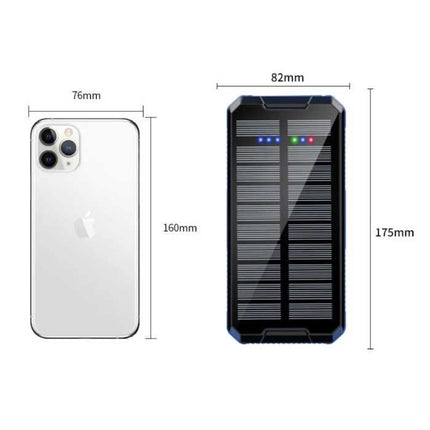 80.000mAh Solar Powerbank met 2 USB Poorten - Ingebouwde Zaklamp - Externe Noodaccu Batterij Oplader Charger Zon Rood