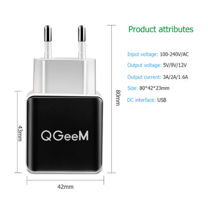 Quick Charge 3.0 Stekkerlader - 18W/3A Fast Charging Muur Oplader Adapter Zwart