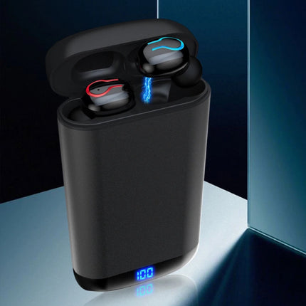 Q66 TWS Wireless Smart Touch Control Oortjes Bluetooth 5.0 In-Ear Wireless Buds Koptelefoon Oordopjes 6000 mAh Powerbank Zwart