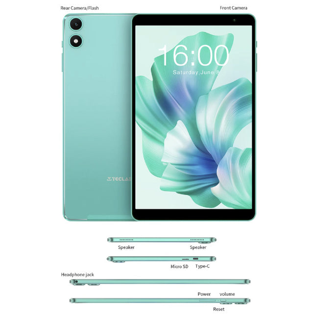 P85T Tablet - 8 Inch Display - 64 GB Opslag - 2 MP Camera - 5000mAh Batterij - Groen