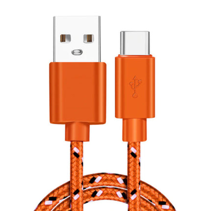 USB-C Oplaadkabel 3 Meter Gevlochten Nylon - Tangle Resistant Oplader Data Kabel Oranje