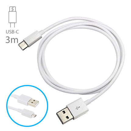 USB - USB-C Oplaadkabel Oplader Data Kabel Data Android 3 Meter Wit