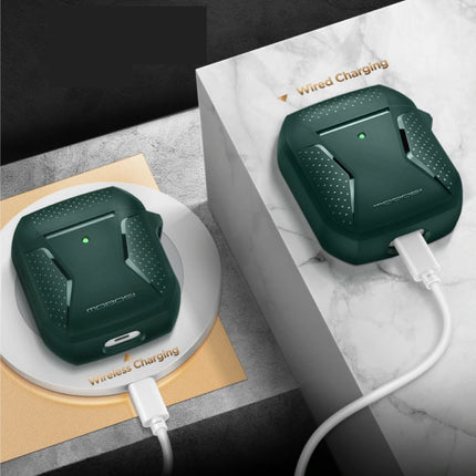 Shockproof Hoesje voor AirPods 1 / 2 met Karabijnhaak - AirPod Case Cover Skin - Groen