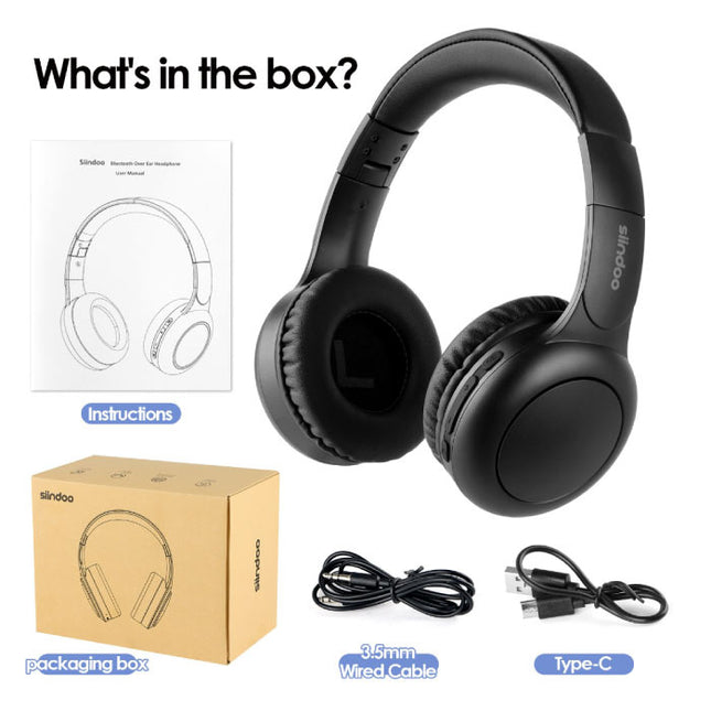 JH-926B Draadloze Koptelefoon met Microfoon - HiFi Stereo Bluetooth 5.1 Headset Zwart