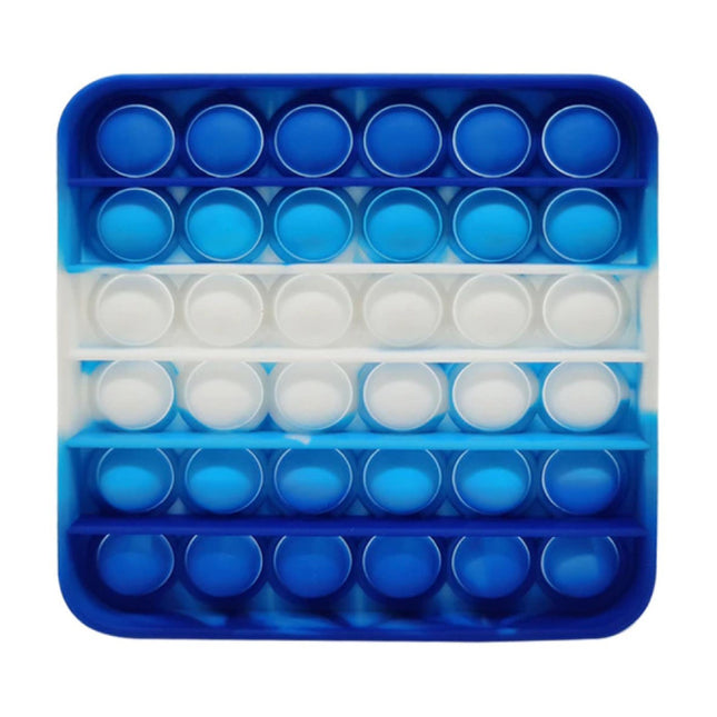Pop It - Washed Fidget Anti Stress Speelgoed Bubble Toy Siliconen Vierkant Blauw-Wit
