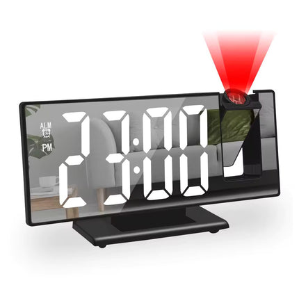 Digitale Wekker met Projectie - Alarm Klok Temperatuur Kalender LED Rotatieprojectie - Zwart Wit