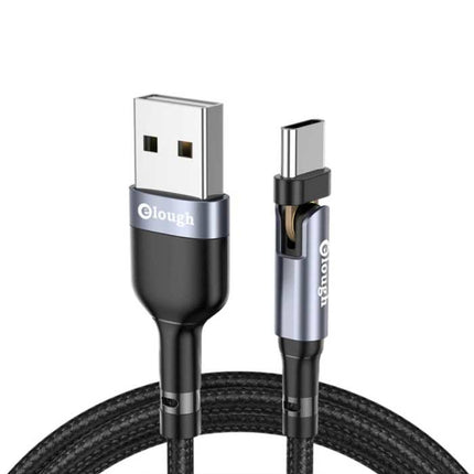 USB-C Oplaadkabel 180° - 2 Meter - Gevlochten Nylon Oplader Data Kabel Grijs
