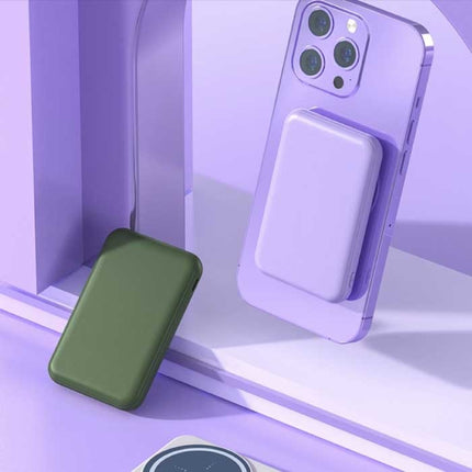20.000mAh Mini Magnetische Qi Powerbank voor Mobiele Telefoons - Oplader Draadloze Batterij Groen