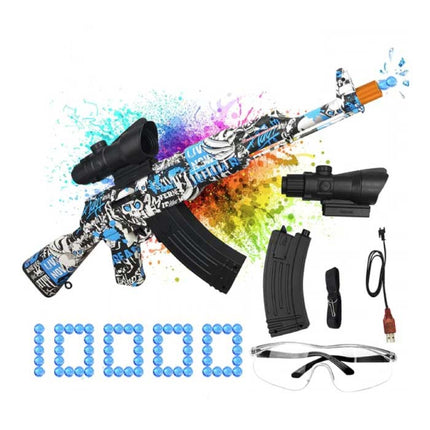 Elektrische Gel Blaster met 10.000 Balletjes - AK47 Model Water Speelgoed Foam Shooter Blauw
