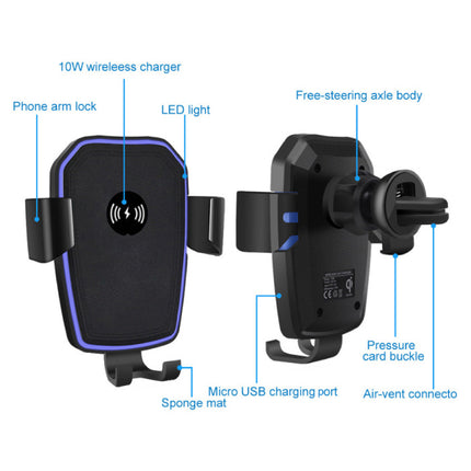 10W Qi Draadloze Autolader Met Arm Houder Oplader Universeel 9V - 1A Wireless Car Charging Pad Zwart