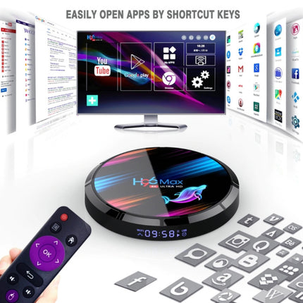 H96 Max 8K TV Box Mediaspeler Android Kodi - 4GB RAM - 128GB Opslagruimte + Draadloos Toetsenbord