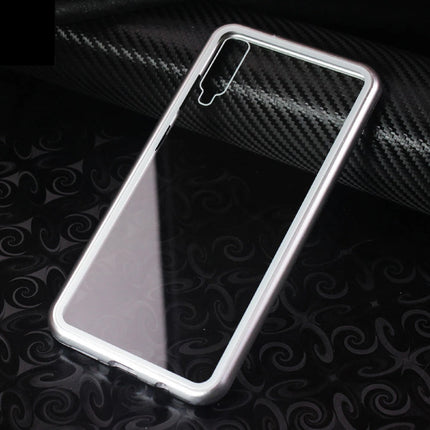 Samsung Galaxy A30 Magnetisch 360° Hoesje met Tempered Glass - Full Body Cover Hoesje + Screenprotector Zilver