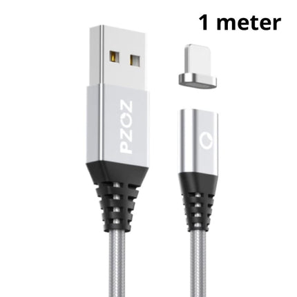 USB 2.0 - USB-C Magnetische Oplaadkabel 1 Meter Gevlochten Nylon Oplader Data Kabel Data Android  Zilver