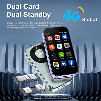 King 9000 Mini Smartphone - 2 GB RAM - 16 GB Opslag - 5 MP Camera - 2000mAh Batterij - Zwart