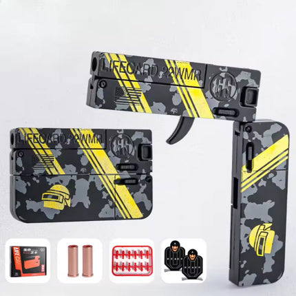 Lifecard Vouwbaar Soft Bullet Pistool - Speelgoed Shell Geweer - Zwart Geel Camo
