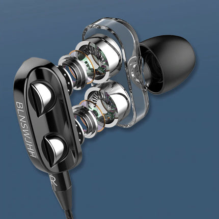 Dual Driver Oordopjes AUX 3.5mm - Oortjes Wired Earphones Oortelefoon Zwart