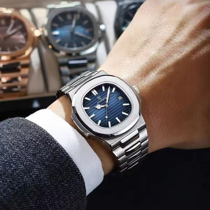 Luxe Zakelijk Horloge voor Heren - Waterdicht Kwarts Uurwerk Roestvrij Staal - Zilver Zwart