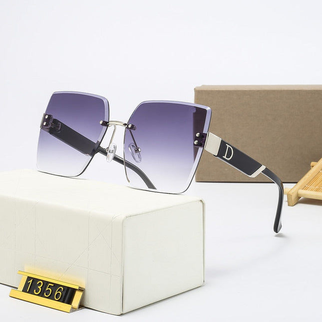 Oversized Montuurloze Zonnebril voor Dames - Designer Vierkante Bril UV400 Shades Paars