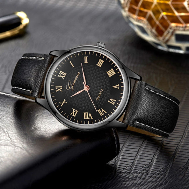 Klassiek Horloge voor Heren - Kwarts Uurwerk Leren Bandje Zwart