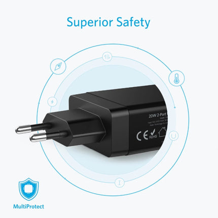 24W Stekkerlader - PowerIQ Wallcharger AC Thuislader Muur Oplader Adapter Zwart