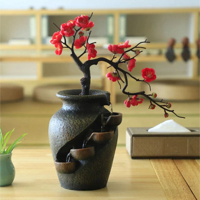 Sier Waterval Zen Garden - Plant Vaas Feng Shui Fontein Decor Ornament