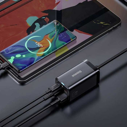 65W Oplaadblok - Quad 4-Port GaN USB Fast Charge - Oplader Muur Wallcharger AC Thuislader Stekkerlader Adapter Zwart