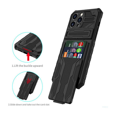 iPhone 13 - Armor Card Slot Hoesje met Kickstand - Wallet Cover Case Paars