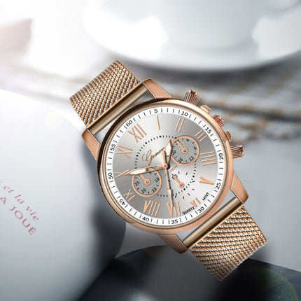 Luxe Horloge voor Dames - Modieus Kwarts Uurwerk Mesh Bandje Wit