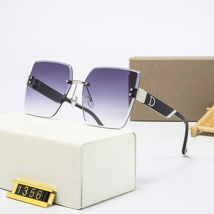 Oversized Montuurloze Zonnebril voor Dames - Designer Vierkante Bril UV400 Shades Rood Blauw