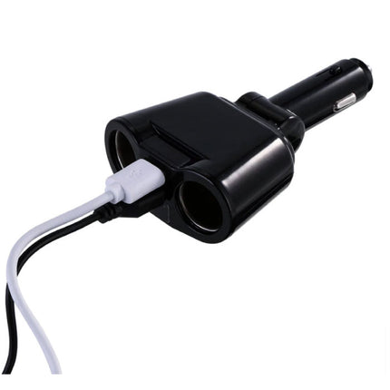 2-Weg Sigarettenaansteker Splitser Plug met 2 USB Poorten 45W / 3.1A - Verdeelstekker Autolader Splitter Dual Port Carcharger - Zwart