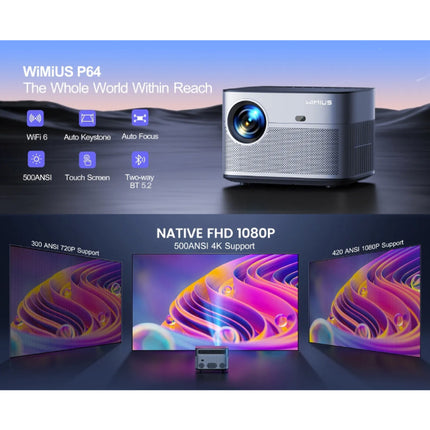 P64 Projector - 500 ANSI Lumen - Android Beamer Home Media Speler Zilver