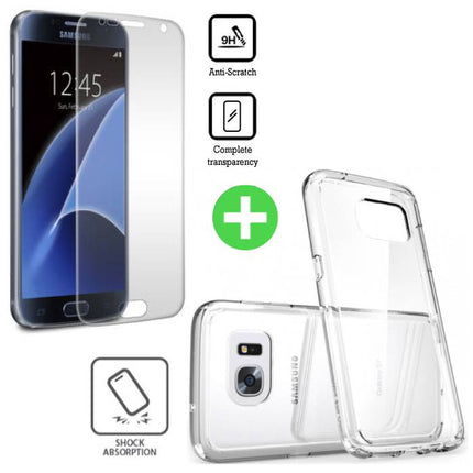Samsung Galaxy S7 Transparant TPU Hoesje + Screen Protector Tempered Glass