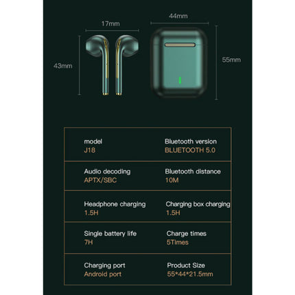 J18 Draadloze Oortjes - True Touch Control TWS Oordopjes Bluetooth 5.0  Wireless Ear Buds Earphones Oortelefoon Wit
