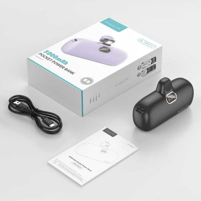 5000mAh Mini Powerbank voor USB-C - QC / PD Externe Noodaccu Batterij Oplader Wit