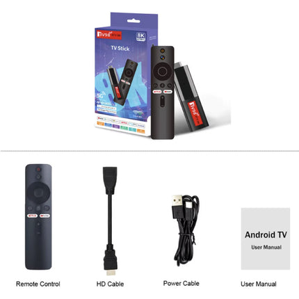TV98 Android TV Stick - 6K HDMI Cast Receiver WiFi 6 - 2 GB RAM - 16 GB Opslagruimte 
