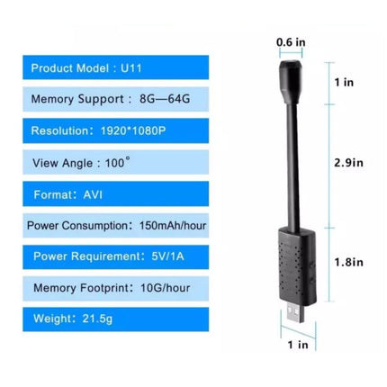 Mini Security Camera - Buigbaar 1080p HD Camcorder Motion Detector Alarm Zwart