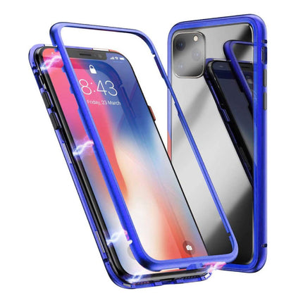 iPhone 11 Pro Max Magnetisch 360° Hoesje met Tempered Glass - Full Body Cover Hoesje + Screenprotector Blauw