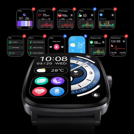 RS5 Smartwatch - 2.01'' AMOLED HD-Display - Hart-en Zuurstof-monitor - Sport Activity Tracker Horloge - Silicoon Bandje - Zwart