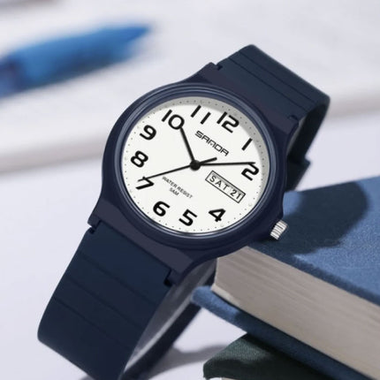 9072 Siliconen Horloge - Kwarts Polshorloge TPU Bandje 5 ATM Waterdicht - Zwart-Goud
