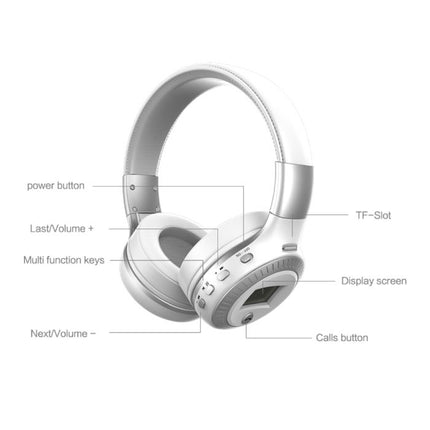 B19 Draadloze Koptelefoon met LED Display en FM Radio - Bluetooth 5.0 Wireless Headphones Stereo Studio Blauw