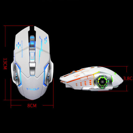 Q-13 Draadloze Gaming Muis - 2.4GHz RGB Optisch Ergonomisch met DPI Aanpassing tot 2400 DPI - Zwart 