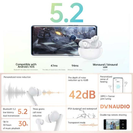 Enco Free 2 Draadloze Oortjes - Touch Control Oordopjes TWS Bluetooth 5.2 Oortelefoon Zwart